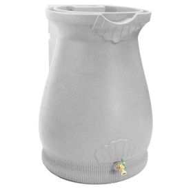 Light Grey 65 Gallon Plastic Urn Rain Barrel with Planter Top