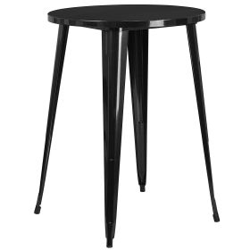 Modern 30-inch Metal Bar Patio Table; Black