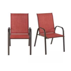 Set of 2 - Outdoor Patio Chairs; Pepper Red