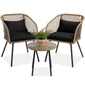 Wicker Bistro with Tempered Glass Table Set
