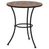 Mosaic Tile Patio Bistro Table; Grey and Orange