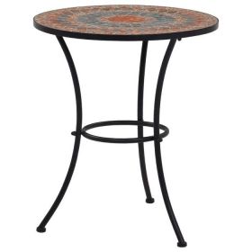 Mosaic Tile Patio Bistro Table; Grey and Orange