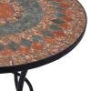 Mosaic Tile Patio Bistro Table; Grey and Orange