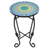 Blue, Yellow, and Green Mosaic Round Accent Table