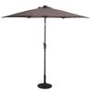 Tan 9-Ft Patio Umbrella with Crank Tilt and Solar LED Lights