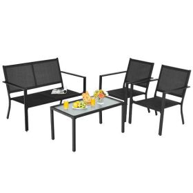 Patio Furniture Set with Coffee Table; 4 Pieces
