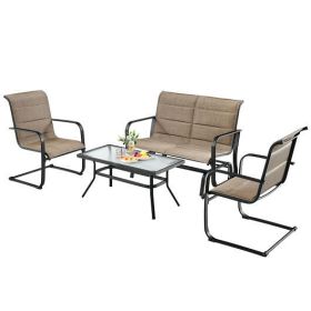 Padded Furniture Set with Glider Loveseat and Coffee Table
