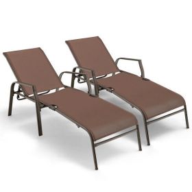Patio Folding Chaise Lounge Chairs with Adjustable Back; 2 Pieces