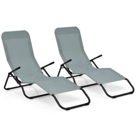 2 Piece Folding Chaise Loungers with Rocking Design