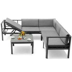 3 Pieces Aluminum Patio Furniture Set; Gray