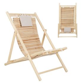 Solid Fir Wood Lounge Chair; Natural
