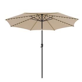 Patio Umbrella with Solar Lights and Crank Handle