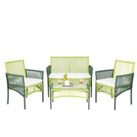 Patio Wicker Conversation Set; 4 Pieces