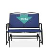 Mesh Patio Loveseat Glider with Armrests; Navy Blue