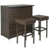 PE Wicker 3-Piece Bar Table and Stools Set