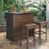 PE Wicker 3-Piece Bar Table and Stools Set
