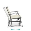 Mesh Patio Loveseat Glider with Armrests; Off White