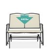 Mesh Patio Loveseat Glider with Armrests; Off White