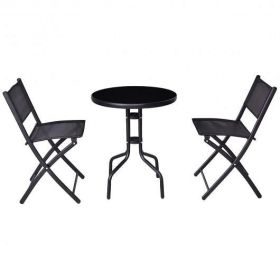 3 Pieces Folding Bistro Set; Indoor/Outdoor