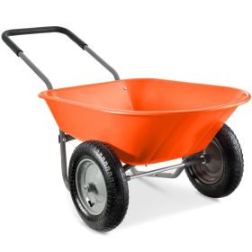 Heavy Duty 2-Wheel Multipurpose Wheelbarrow; Orange