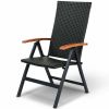 Folding Rattan Patio Chair with Wood Armrest