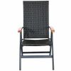 Folding Rattan Patio Chair with Wood Armrest