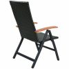 Folding Rattan Patio Chair with Wood Armrest