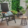 Folding Rattan Patio Chair with Wood Armrest