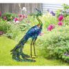 Garden Metal Blue/Green Peacock Statue