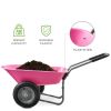 Heavy Duty 2-Wheel Multipurpose Wheelbarrow; Pink