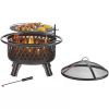 30-inch Steel Fire Pit Grill with Screen and Poker