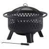 30-inch Steel Fire Pit Grill with Screen and Poker