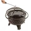 30-inch Steel Fire Pit Grill with Screen and Poker