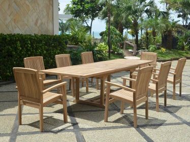 Bahama Stackable Sahara 9-Pieces Rectangular Dining Set A