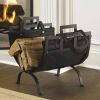 Heavy Duty 17-inch Black Metal Firewood Rack; Includes a Canvas Tote