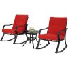 Patio Furniture Rocking Chairs Set with Cushions and Table