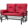 Patio Glider Loveseat with Red Cushions