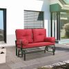 Patio Glider Loveseat with Red Cushions