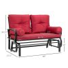 Patio Glider Loveseat with Red Cushions