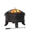 26 inch Round Steel Fire Pit with Cover and Poker