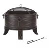 26 inch Round Steel Fire Pit with Cover and Poker