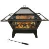 Steel Wood Burning Fire Pit with Star Design