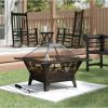 Steel Wood Burning Fire Pit with Star Design