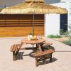 Espresso Wooden Picnic Table with Umbrella Hole