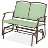 Mesh Patio Loveseat Glider with Armrests; Sage