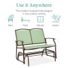 Mesh Patio Loveseat Glider with Armrests; Sage