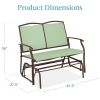 Mesh Patio Loveseat Glider with Armrests; Sage