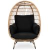 Oversized Patio Wicker Egg Chair; Black