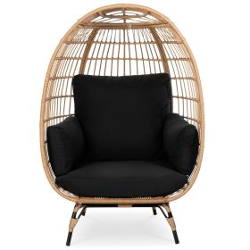 Oversized Patio Wicker Egg Chair; Black