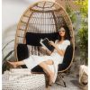 Oversized Patio Wicker Egg Chair; Black